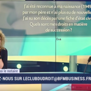 J’ai été reconnue à ma naissance (en 1949) par mon père et n’ai plus jamais eu de ses nouvelles. J’ai su son décès, qui a eu lieu il y a quelques années, par une fiche d’état civil que j’ai demandée. Quels sont mes droits en matière de succession, attendu que j’ignore quel notaire a réglé cette succession ? Nathalie Couzigou-Suhas, notaire, vous répond sur BFM Business dans l'émission "Le Club du Droit / Passez-moi le notaire". - Notaire Ville-d'Avray 92410 - Office Notarial Maître Delphine MARIE-SUTTER